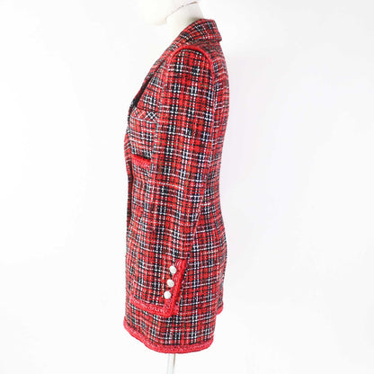 CHANEL Tsunagi 20S P64165 Outer: 91% silk, Outer: 8% polyamide (nylon), Outer: 1% polyester, Lining: 100% silk Red black Women 34