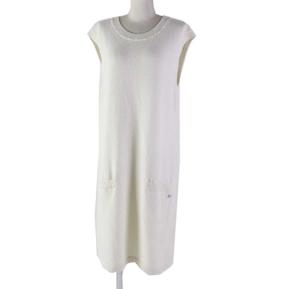 CHANEL one piece P53637 Outer material: 53% cotton, Outer material: 47% cashmere white Women 44