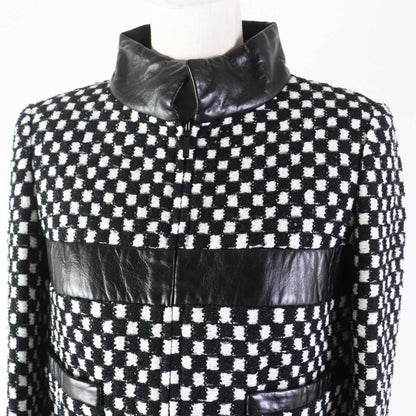 CHANEL Other outerwear P57185 Outer: 59% nylon, Outer: 41% polyester, Lining: 100% silk, Other: 100% lambskin Other: 100% cotton Black White Tweed jacket Women 34