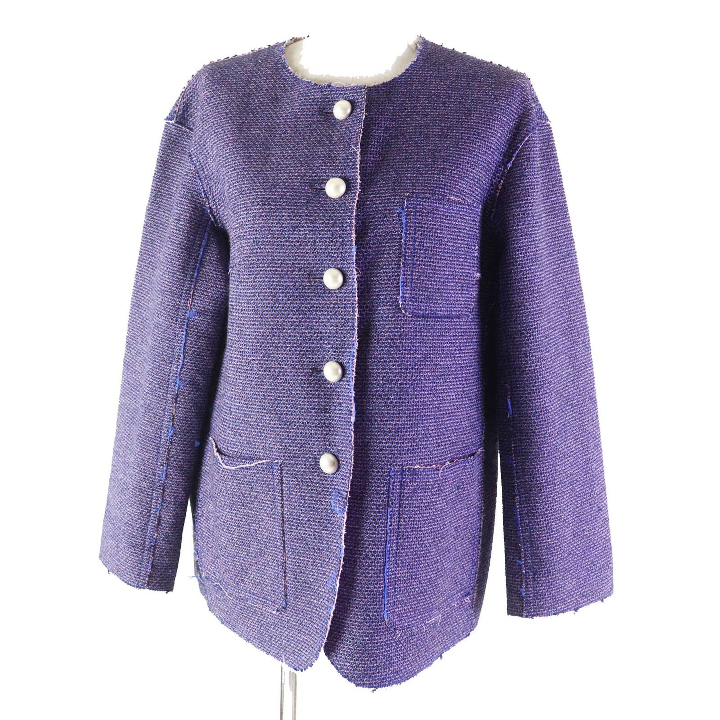CHANEL Jacket P45867 Outer: 50% polyester, Outer: 38% cotton, Outer: 12% nylon, Lining: 83% cotton, Lining: 15% nylon, : 2% polyurethane Blue pink Women 40
