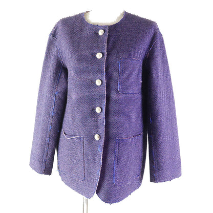 CHANEL Jacket P45867 Outer: 50% polyester, Outer: 38% cotton, Outer: 12% nylon, Lining: 83% cotton, Lining: 15% nylon, : 2% polyurethane Blue pink Women 40