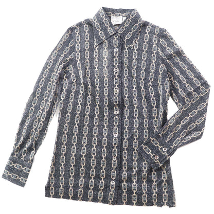 CELINE Long sleeve shirt 50% glitter, 50% SINTETICA Black beige Women 38