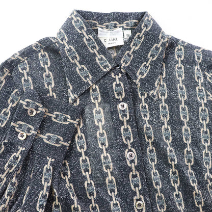 CELINE Long sleeve shirt 50% glitter, 50% SINTETICA Black beige Women 38