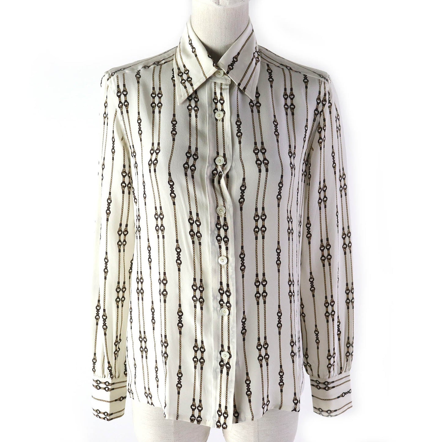 CELINE Long sleeve shirt Main: 100% silk Off-white Brown type Women 38
