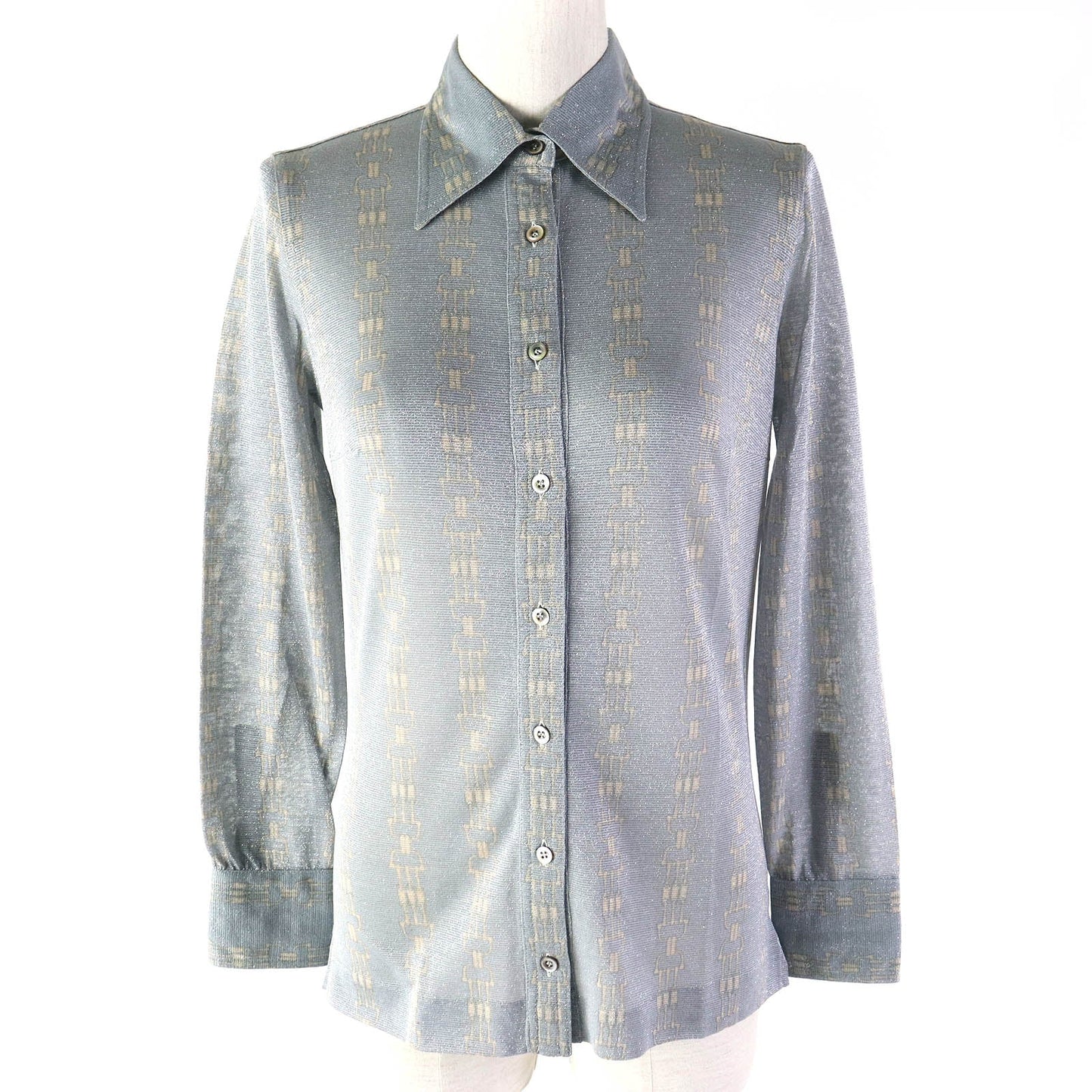 CELINE Long sleeve shirt 50% glitter, 50% SINTETICA Blue Gray Beige Women 42