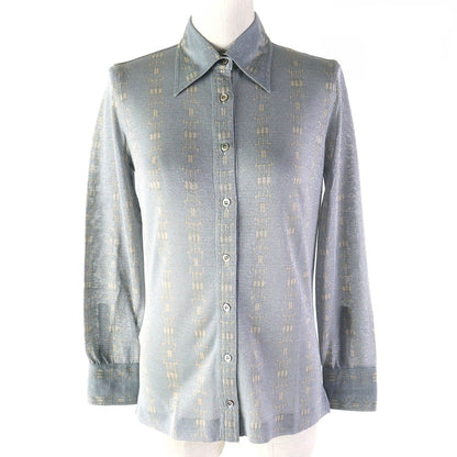 CELINE Long sleeve shirt 50% glitter, 50% SINTETICA Blue Gray Beige Women 42