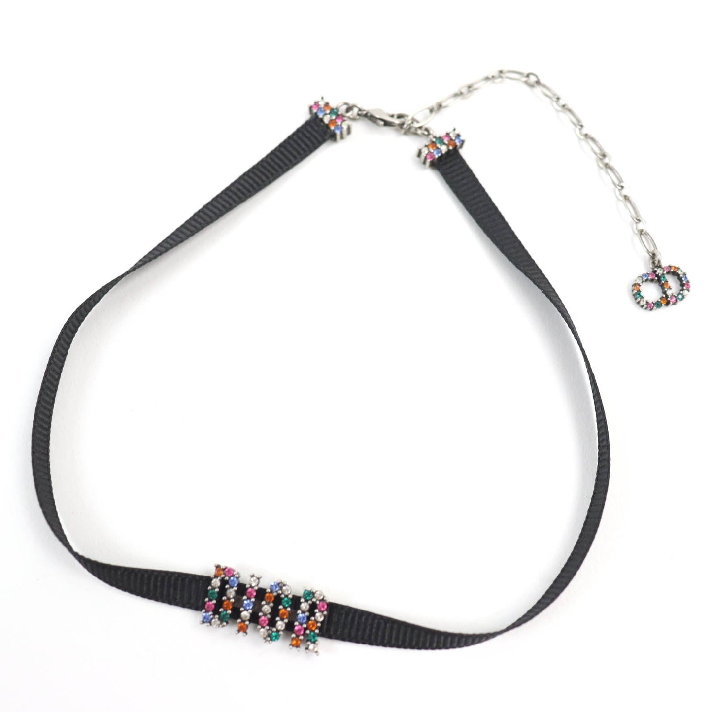 Christian Dior choker Fabric, Rhinestone, Metal Black multicolor Women