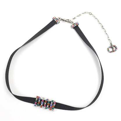 Christian Dior choker Fabric, Rhinestone, Metal Black multicolor Women
