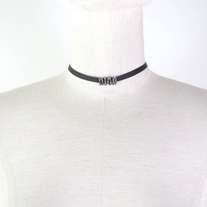 Christian Dior choker Fabric, Rhinestone, Metal Black multicolor Women