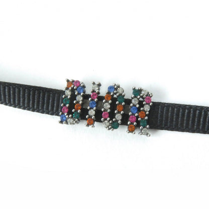 Christian Dior choker Fabric, Rhinestone, Metal Black multicolor Women