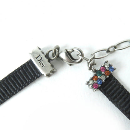 Christian Dior choker Fabric, Rhinestone, Metal Black multicolor Women