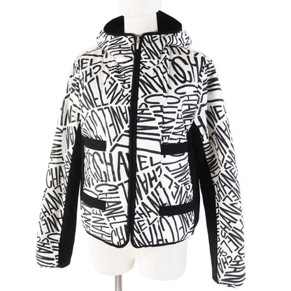 CHANEL Down jacket P70625 Outer: 100% polyester, Filling: 85% down, Filling: 15% polyester, Other: 76% polyamide, 24% polyurethane, Other: 100% polyester Black White/Black Women 36