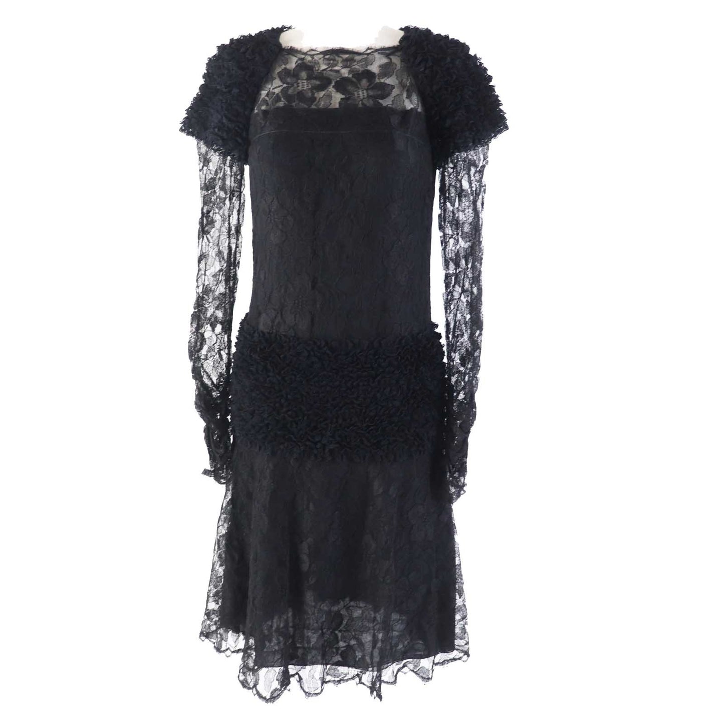 CHANEL one piece P41859 Outer: 73% rayon, Outer: 27% nylon, Lining: 100% silk black Women 38