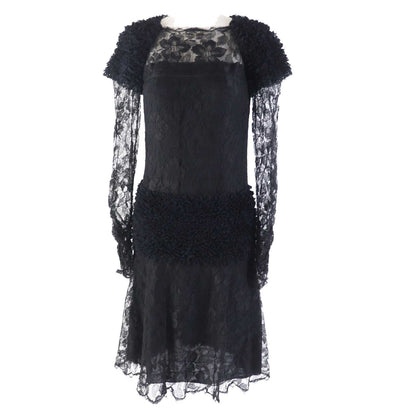 CHANEL one piece P41859 Outer: 73% rayon, Outer: 27% nylon, Lining: 100% silk black Women 38
