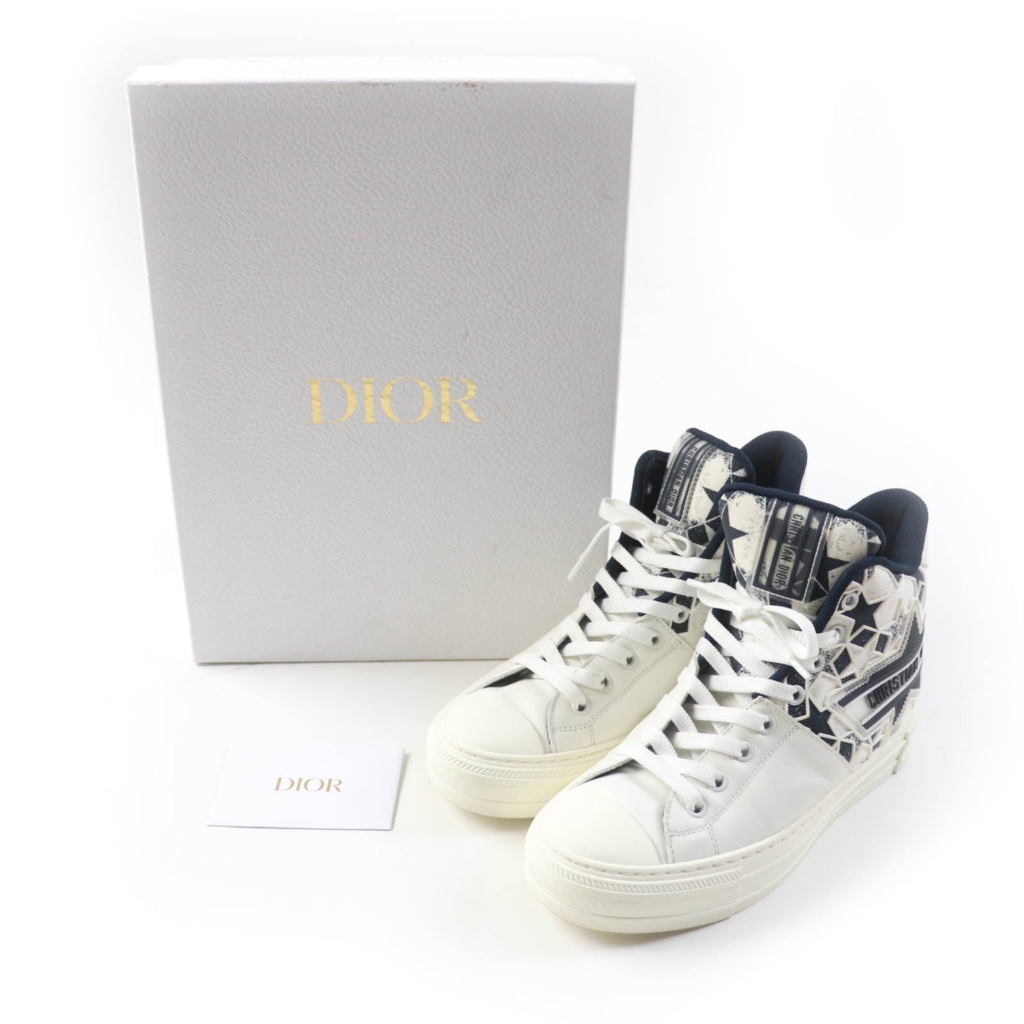 Christian Dior High cut sneakers Main: Canvas Leather White navy Walk N Dior Star Women 36