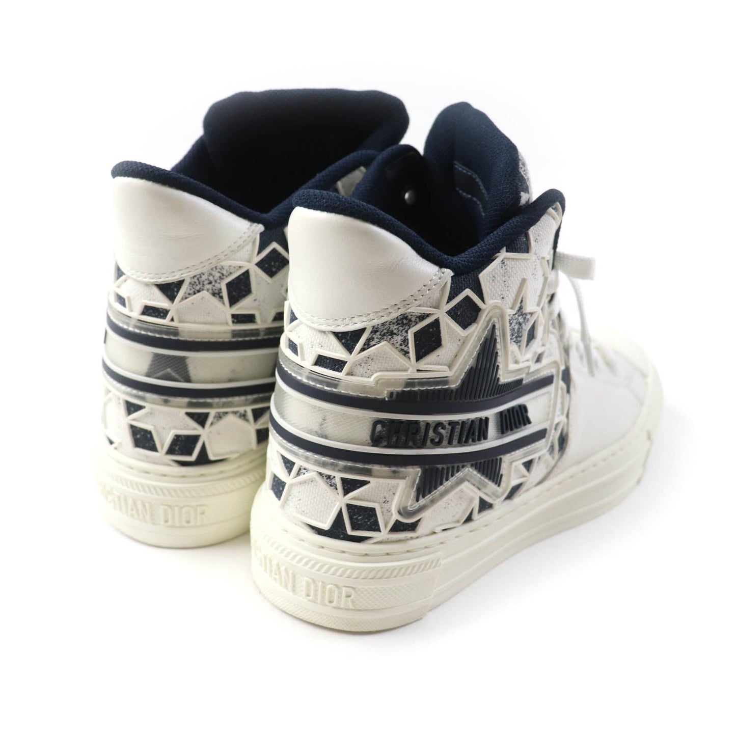 Christian Dior High cut sneakers Main: Canvas Leather White navy Walk N Dior Star Women 36