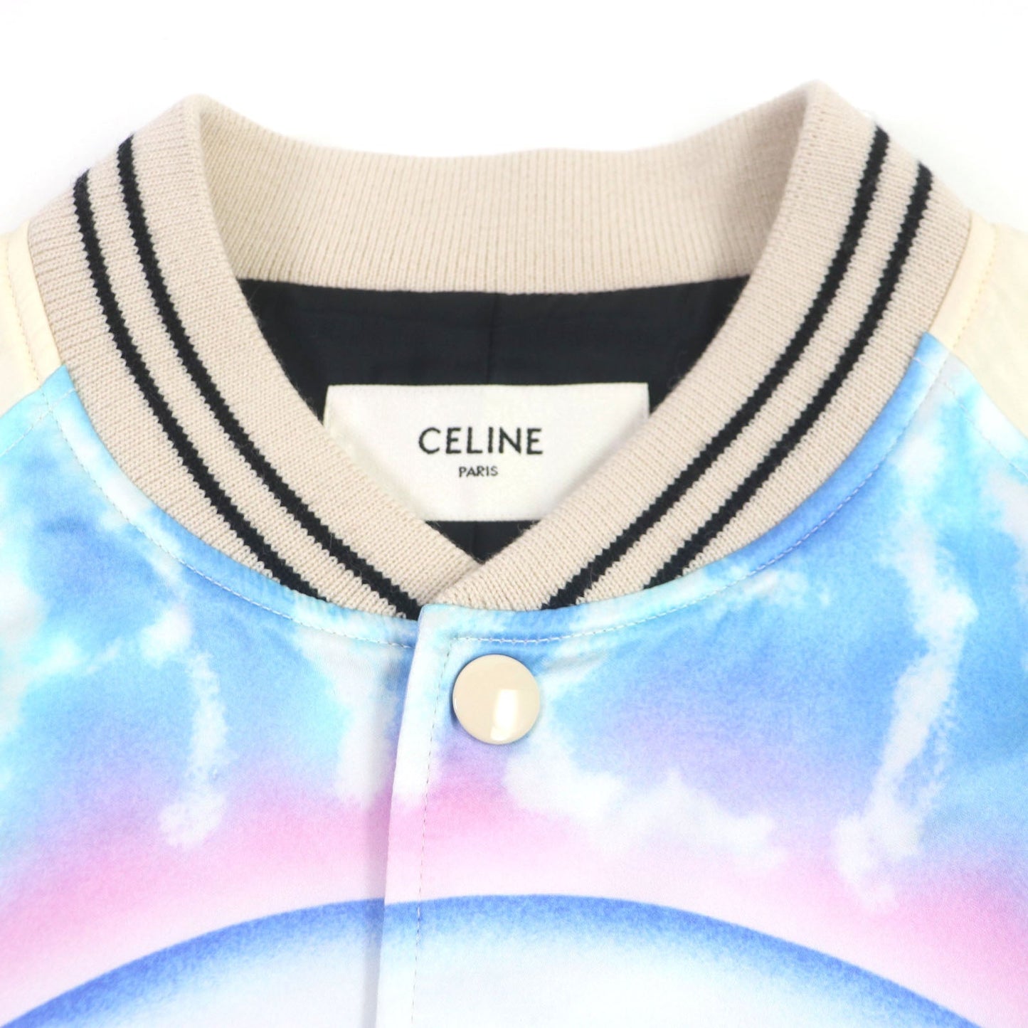 CELINE Stajan 2V28H353Q Outer: 100% rayon, Lining: 100% acetate Ivory Multi Teddy Jacket With Satin Artist Print mens 50