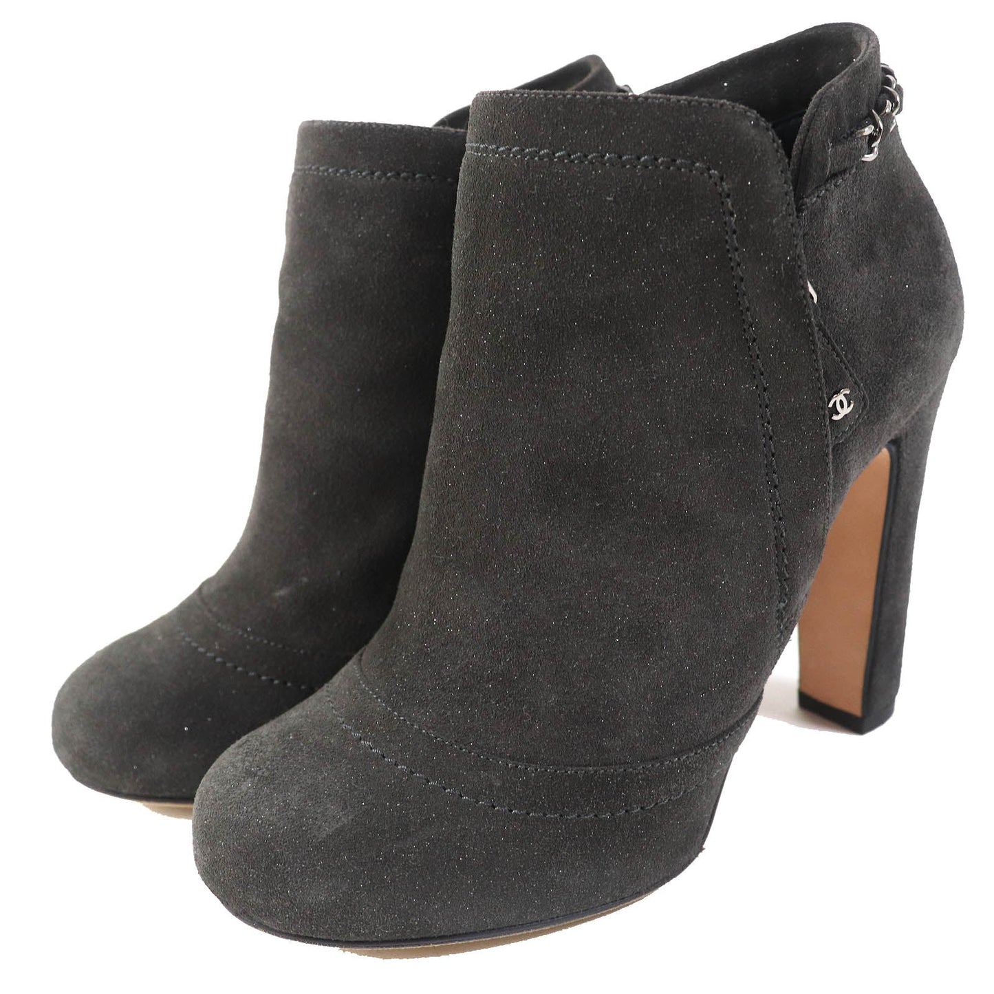 CHANEL Ankle boots G29928 Main: Suede leather Dark gray type Women 35 1/2