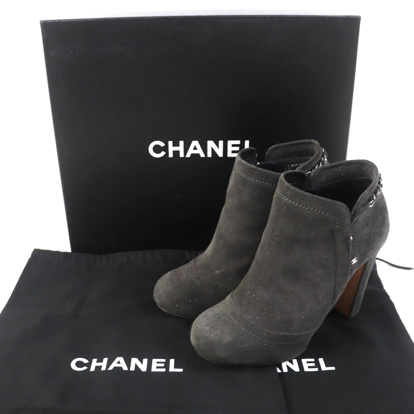 CHANEL Ankle boots G29928 Main: Suede leather Dark gray type Women 35 1/2