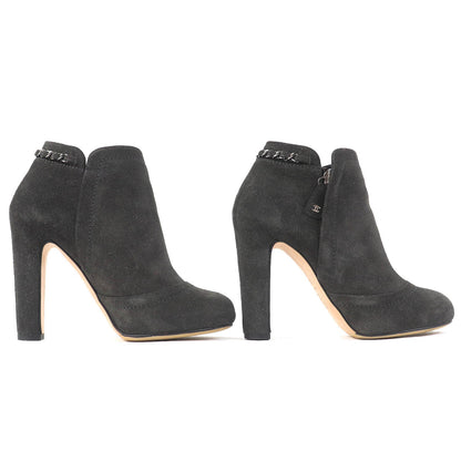 CHANEL Ankle boots G29928 Main: Suede leather Dark gray type Women 35 1/2