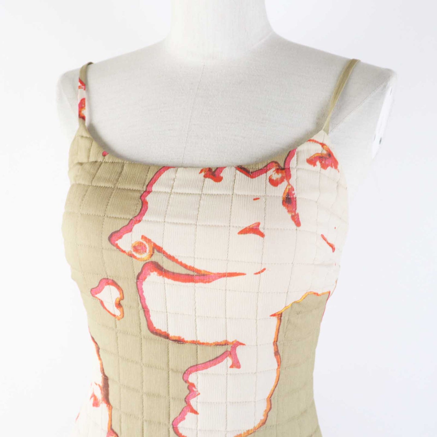 CHANEL one piece 00S P15722 Outer: 100% silk, Lining: 100% silk Khaki beige type Gabriel Women 36
