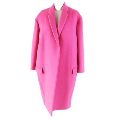 CELINE coat 2 8H13/4903 Outer: 100% cashmere, Lining: 100% silk pink Egg Crombie Coat Women 34