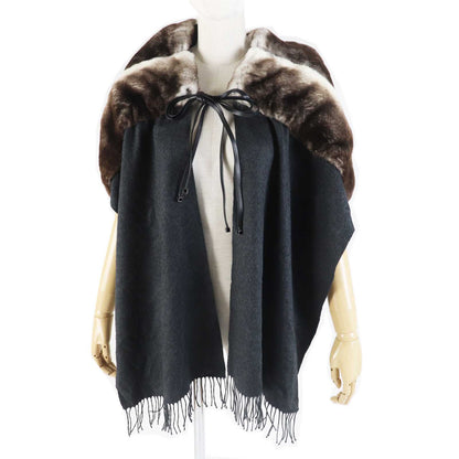 FENDI Scarf FVG480 Main: Oligura, Part: Lamb leather, Lining: 100% silk, Part: 50% mohair, Part: 30% rayon Brown gray Women