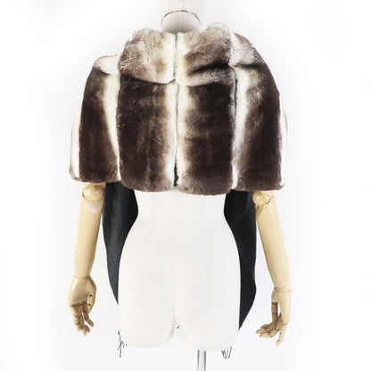 FENDI Scarf FVG480 Main: Oligura, Part: Lamb leather, Lining: 100% silk, Part: 50% mohair, Part: 30% rayon Brown gray Women