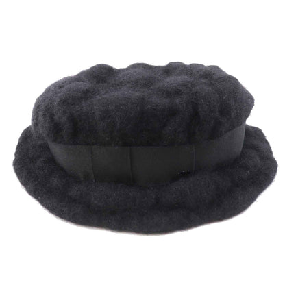 CHANEL hat Outer material: 47% mohair, Outer material: 22% rayon, Outer material: 22% nylon, Outer material: 9% polyurethane, Lining: 100% cotton black Women M