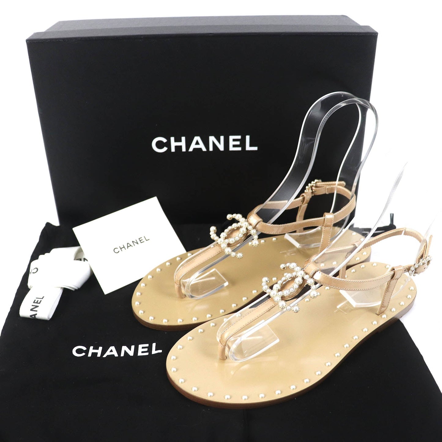 CHANEL Sandals 17P G32551 Main: Calf leather beige Women 35