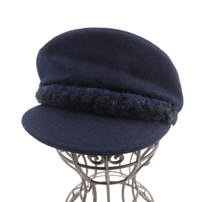 CHANEL Casquette 19V Outer: 100% wool, Lining: 50% cotton, Lining: 27% polyamide (nylon), Lining: 23% polyester, Part: 67% wool Navy Women S