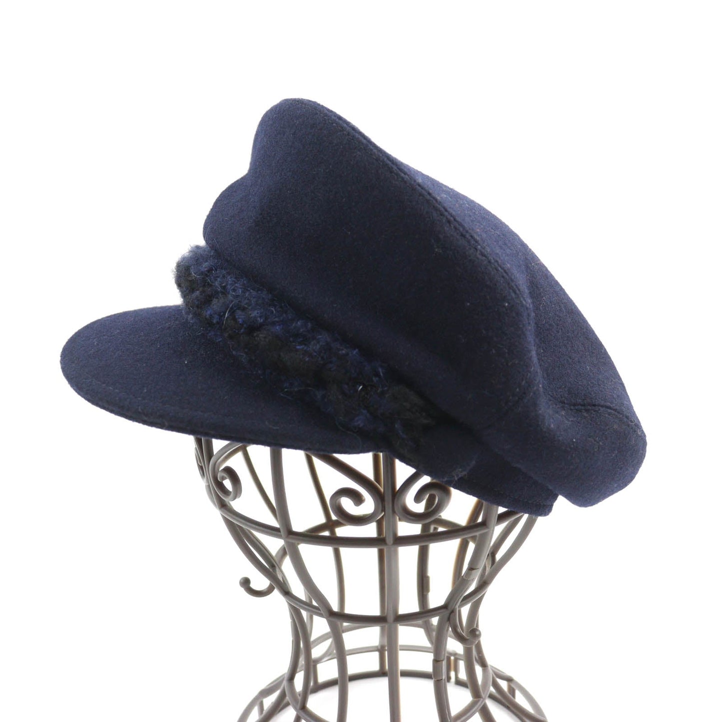 CHANEL Casquette 19V Outer: 100% wool, Lining: 50% cotton, Lining: 27% polyamide (nylon), Lining: 23% polyester, Part: 67% wool Navy Women S