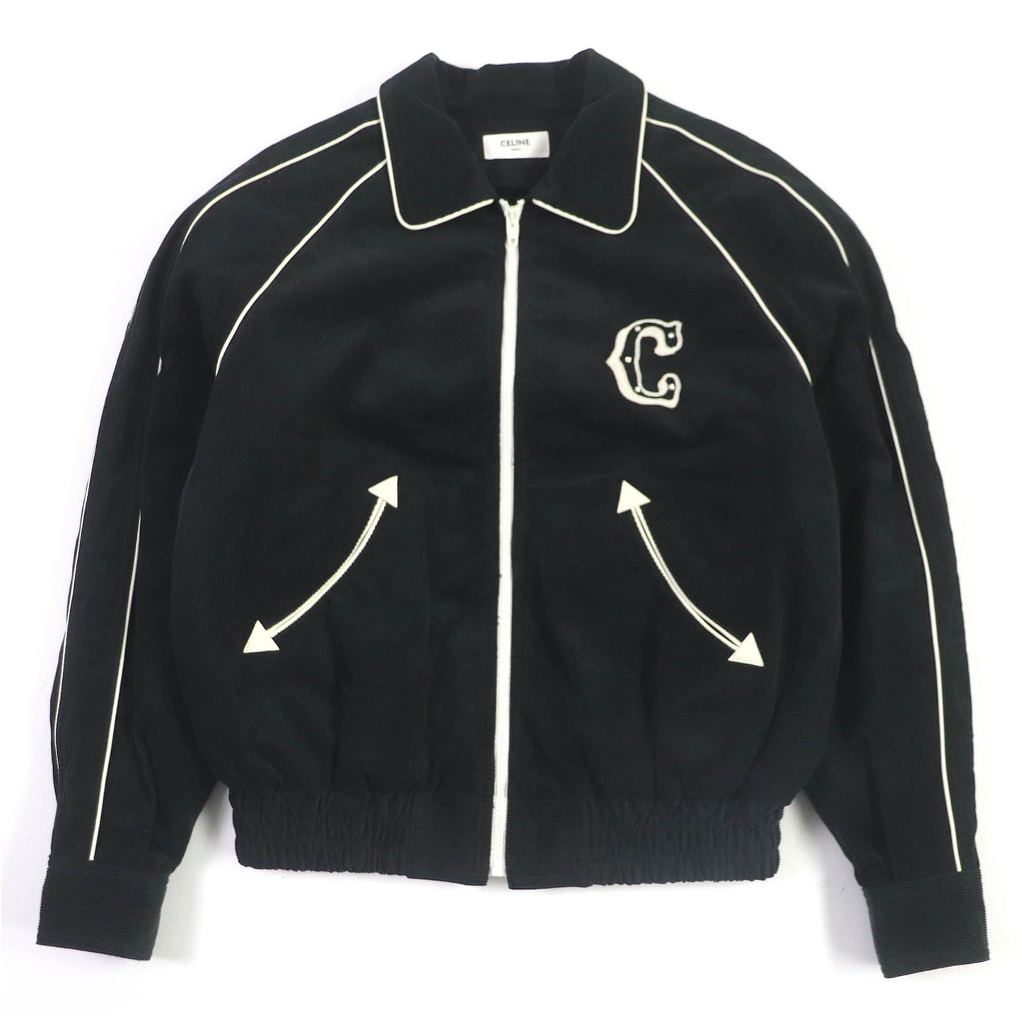 CELINE leather jacket 2Q773580W Outer: 100% cotton, Lining: 100% cupra, Filling: 100% polyester, Part: sheep leather black mens XS