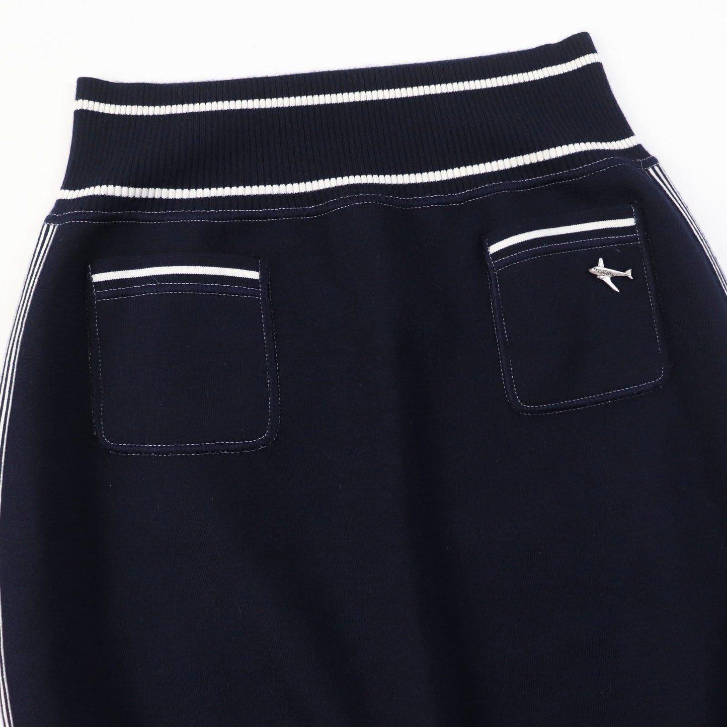 CHANEL skirt 08C P32497 Main: 38% cotton, 29% cashmere, 13% silk, 10% nylon, 8% polyester Dark Navy White Airline Women 40