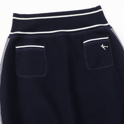 CHANEL skirt 08C P32497 Main: 38% cotton, 29% cashmere, 13% silk, 10% nylon, 8% polyester Dark Navy White Airline Women 40