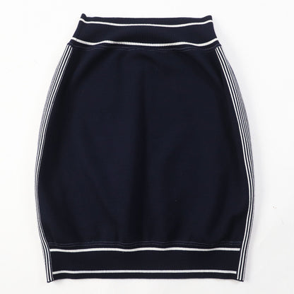 CHANEL skirt 08C P32497 Main: 38% cotton, 29% cashmere, 13% silk, 10% nylon, 8% polyester Dark Navy White Airline Women 40