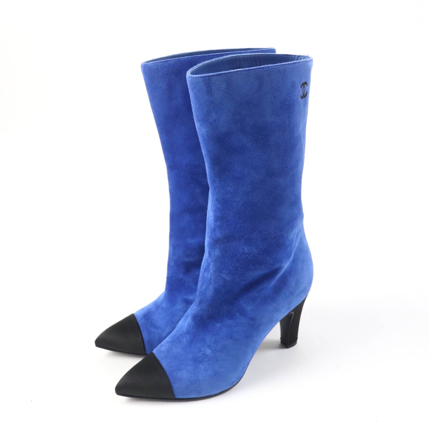 CHANEL short boots G33119 Main: suede leather, part: satin blue-black GABRIEIIE COCO Women 35