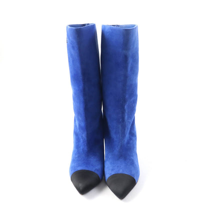 CHANEL short boots G33119 Main: suede leather, part: satin blue-black GABRIEIIE COCO Women 35