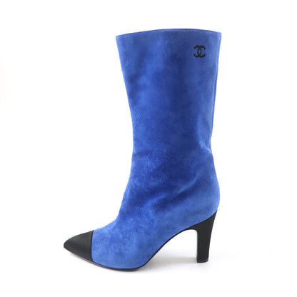 CHANEL short boots G33119 Main: suede leather, part: satin blue-black GABRIEIIE COCO Women 35