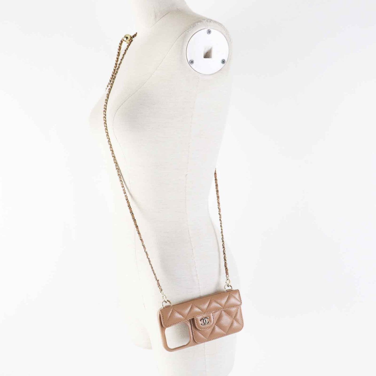 CHANEL iPhone case AP3553 Caviar skin Brown beige Women