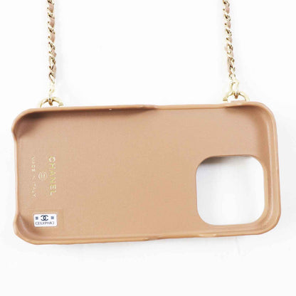 CHANEL iPhone case AP3553 Caviar skin Brown beige Women