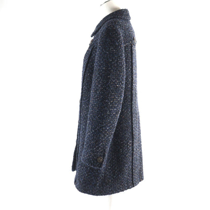 CHANEL coat 02A P19979 Outer: 75% wool, Outer: 20% mohair, Outer: 5% nylon, Lining: 95% silk, Lining: 5% elastane (polyurethane) Navy type Women 46
