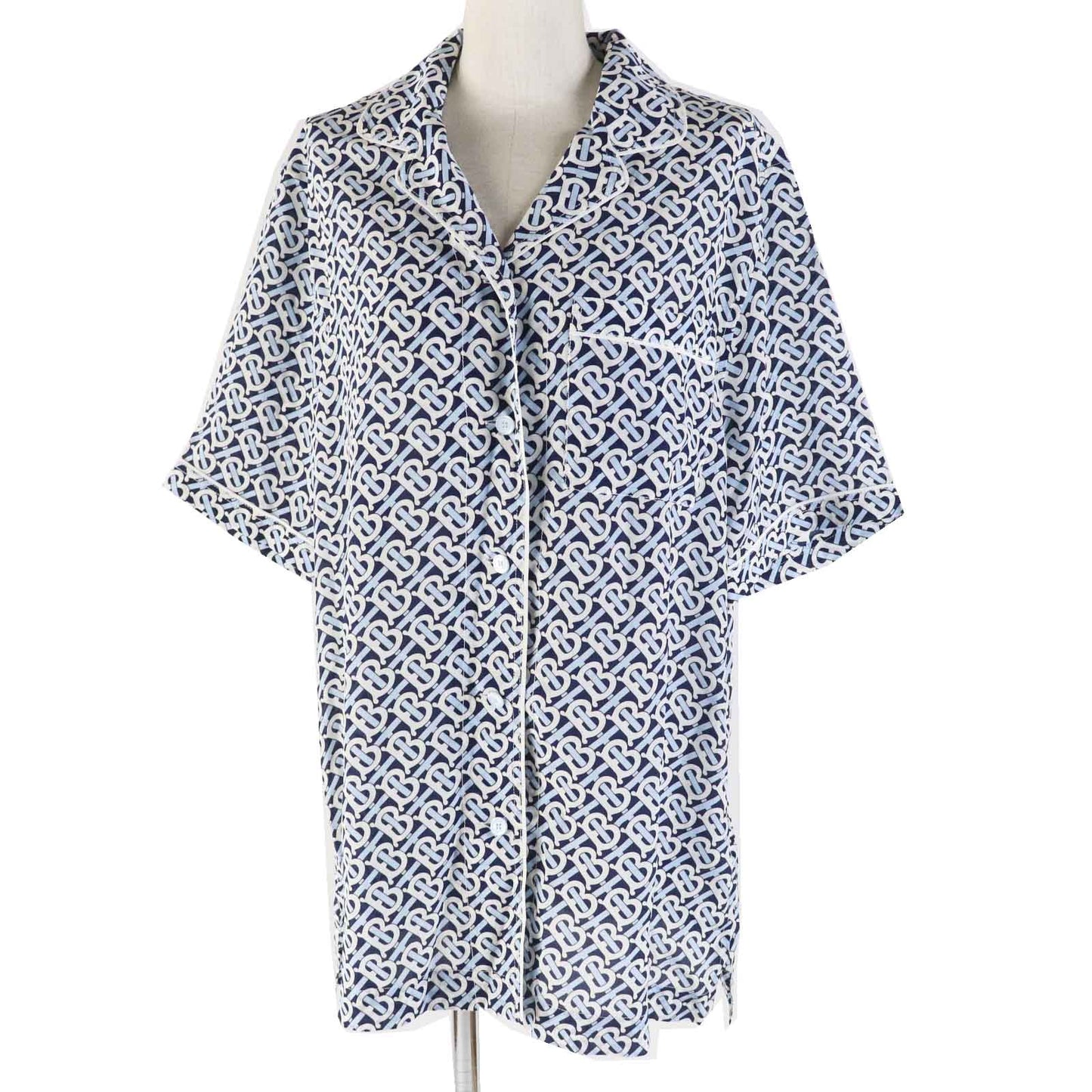 BURBERRY Short sleeve shirt 8048782 Main: 100% silk, Part: 100% silk blue white navy Women 40