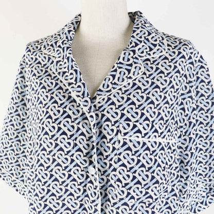 BURBERRY Short sleeve shirt 8048782 Main: 100% silk, Part: 100% silk blue white navy Women 40