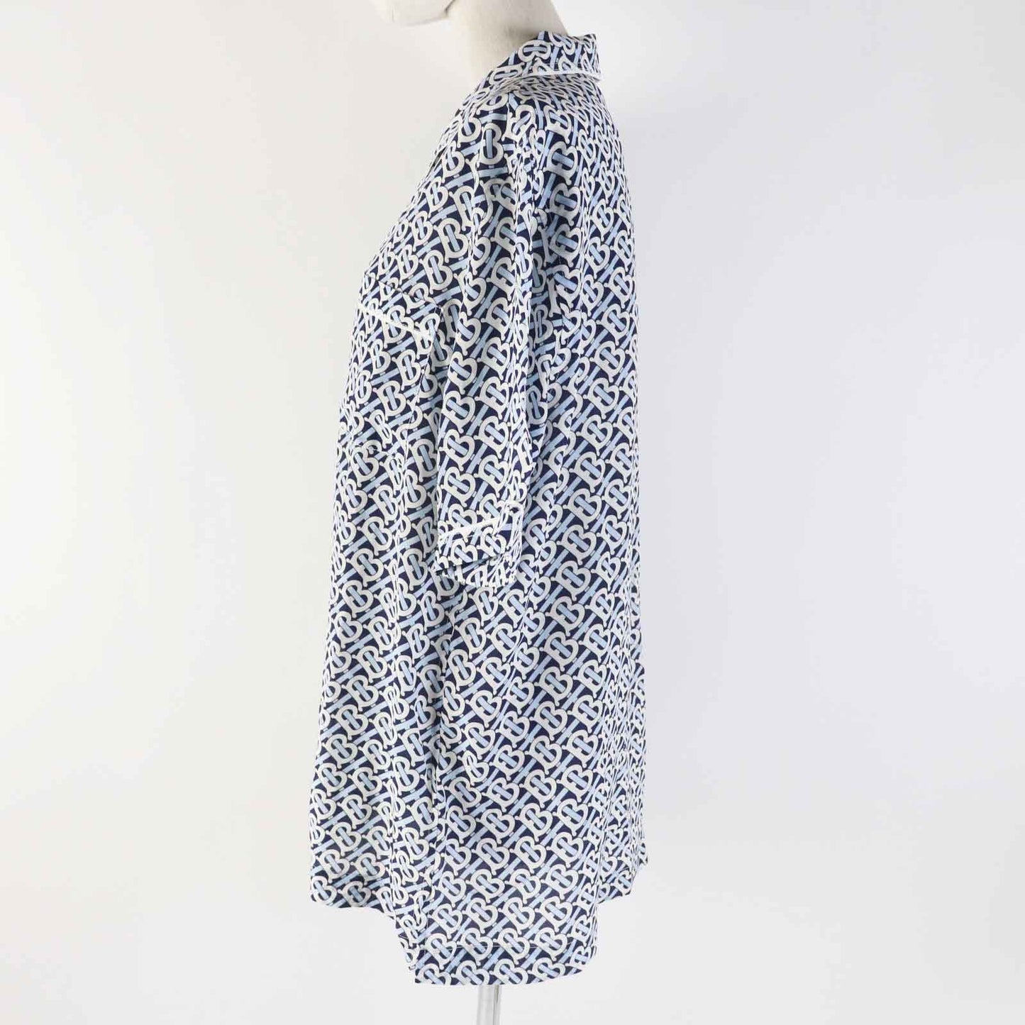 BURBERRY Short sleeve shirt 8048782 Main: 100% silk, Part: 100% silk blue white navy Women 40