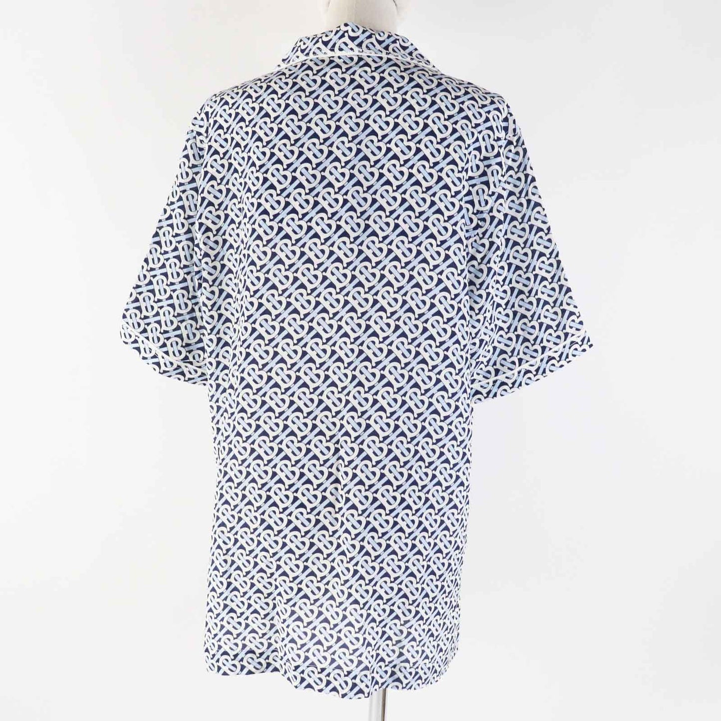 BURBERRY Short sleeve shirt 8048782 Main: 100% silk, Part: 100% silk blue white navy Women 40