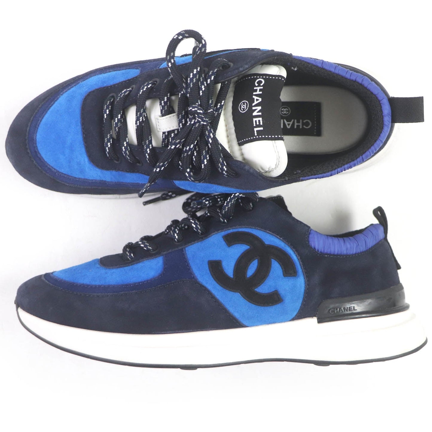 CHANEL Low cut sneakers G38484 Part: suede leather blue mens 41