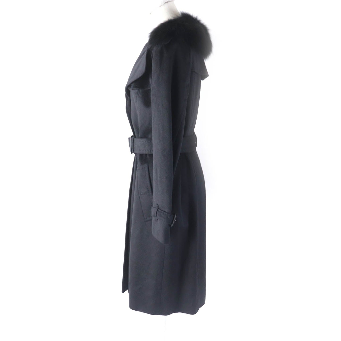 BURBERRY LONDON coat FN344-925-09 Outer: 87% wool, Outer: 13% cashmere, Part: leather, Lining: cupra, Fur: fox black Women 38