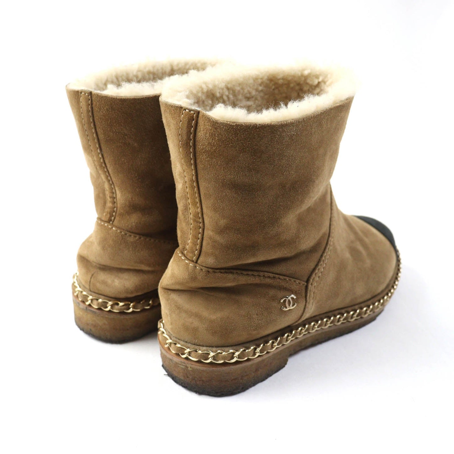 CHANEL short boots G34113 Main: Mouton Light Brown Black Women 36