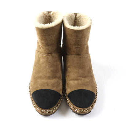 CHANEL short boots G34113 Main: Mouton Light Brown Black Women 36
